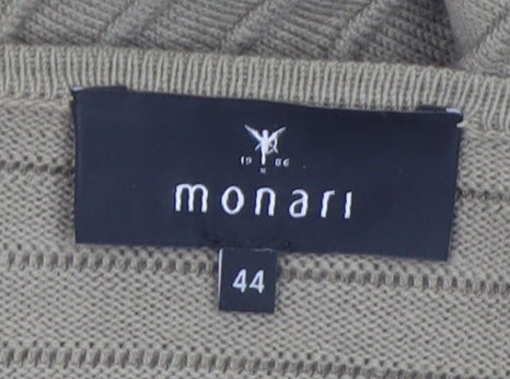 Additional view of Monari Women’s Beige Ribbed Cotton Jumper, size UK 16, Boat Neck