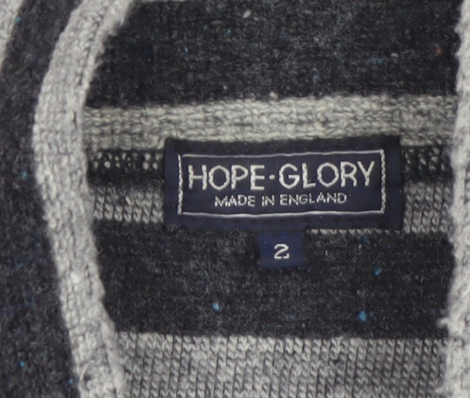 Hope & Glory Women’s Grey Striped Wool Blend Pullover Jumper Size 10