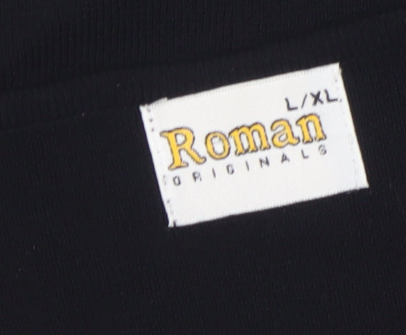 Additional view of Roman Originals Women's Black L Basic Beaded V-Neck T-Shirt