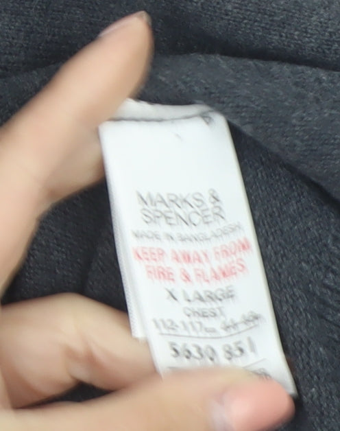 Marks and Spencer Men’s Grey XL 1/4 Zip Cotton Jumper