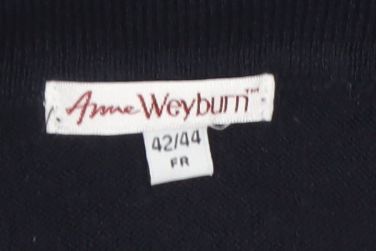 Anne Weyburn Women Black Size 14 Cowl Neck Long Sleeve Jumper