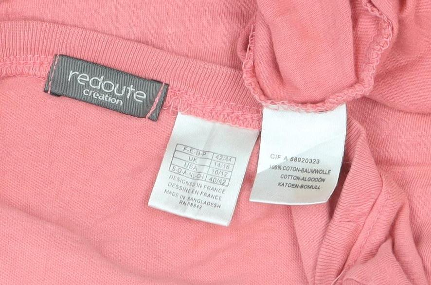 La Redoute Women’s Pink Cotton Long Sleeve Scoop Neck Top Size 12