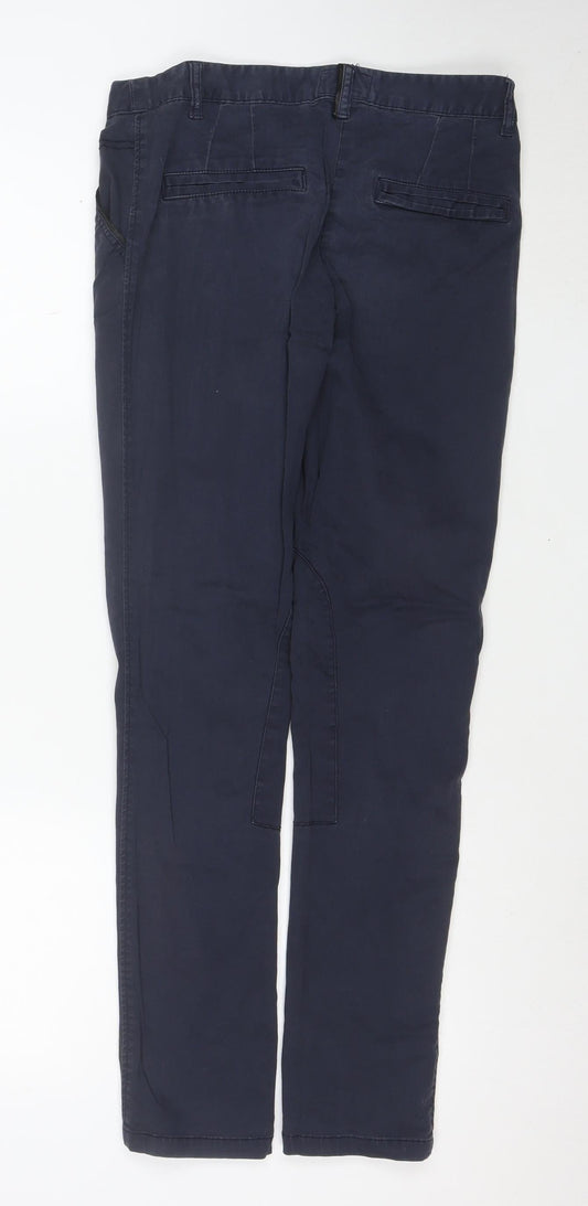 Pull & Bear Women Blue Chino Trousers Size 10 Slim Fit Twill