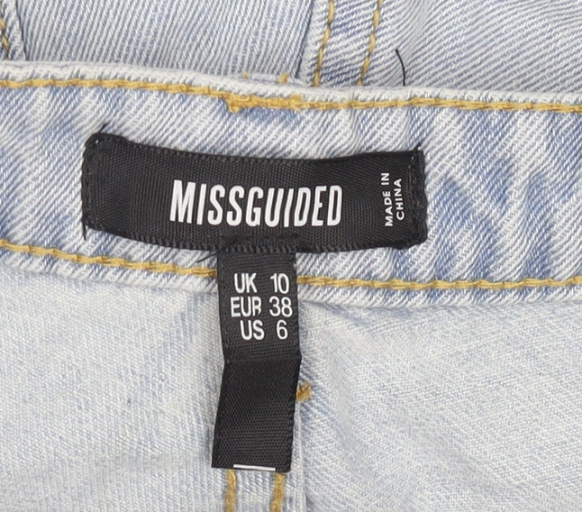 Missguided Women’s Blue Denim Cut-Off High Rise Shorts UK 10
