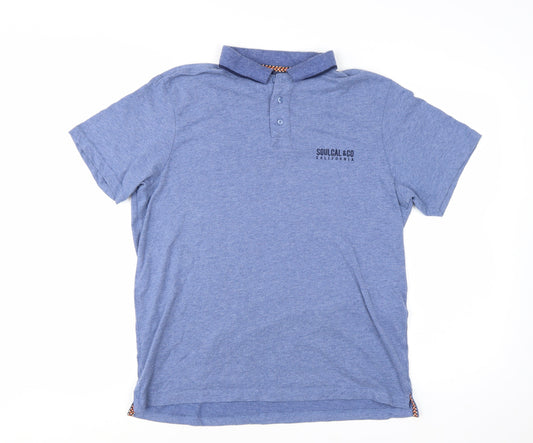 SoulCal & Co Mens Blue M Collared Short Sleeve Polo Shirt