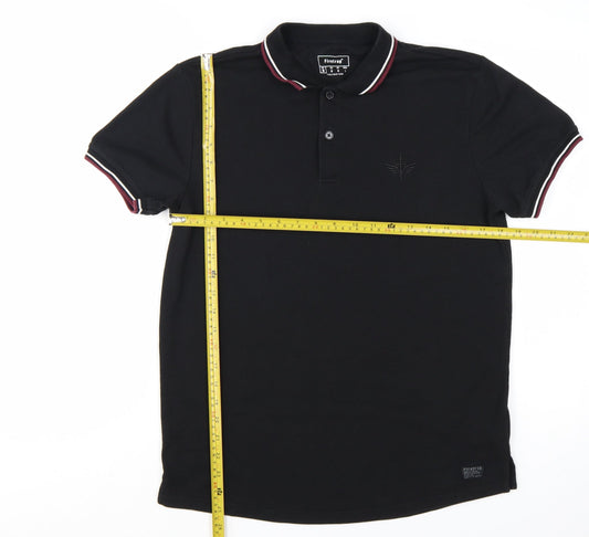 Firetrap Men Black Regular Fit Cotton Blend Polo Shirt M