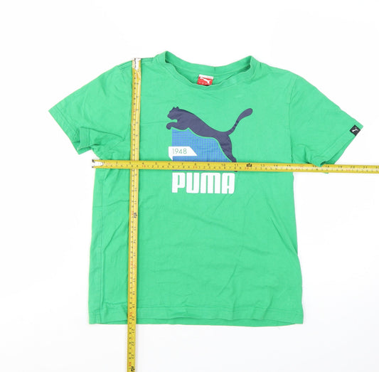 Puma Boys Green Short Sleeve Crew Neck Graphic Print T-Shirt Size 12