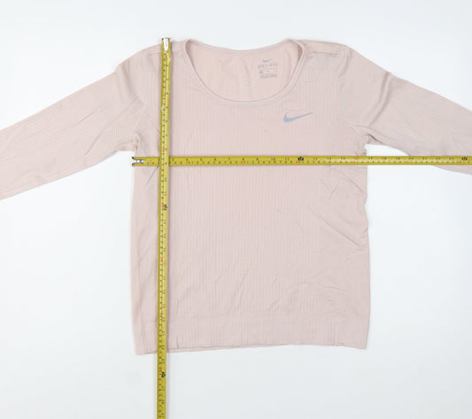 Nike Women's Beige Dri-FIT Long Sleeve Running Top Size M