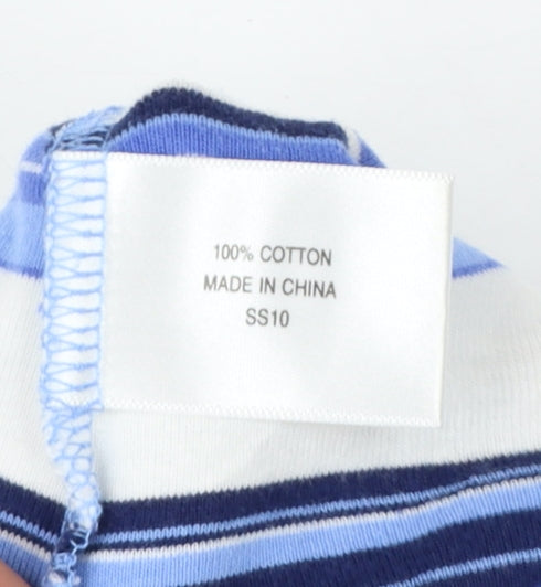 CC Women's Blue Striped Cotton Short Sleeve T-Shirt Size L