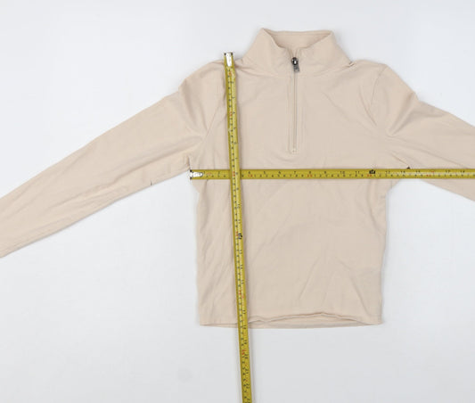 Hollister Women's Beige Long Sleeve 1/4 Zip Slim Fit Active Top Size S