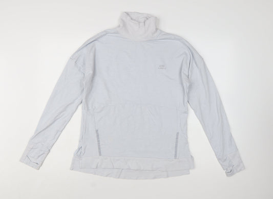 Kalenji Women Grey Long Sleeve Roll Neck Running Top Size 12