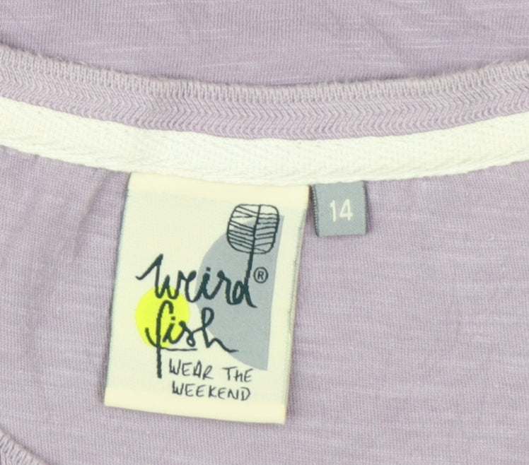 Weird Fish Women's Purple Cotton Short Sleeve T-Shirt Size 14