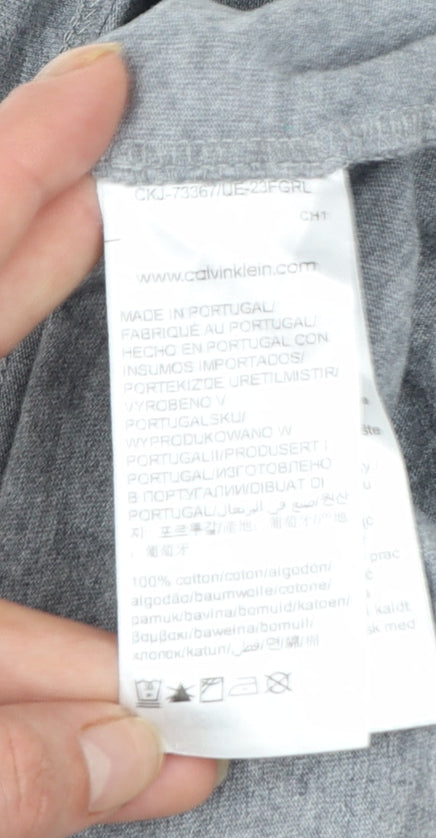 Calvin Klein Men's Grey Crew Neck Cotton T-Shirt M