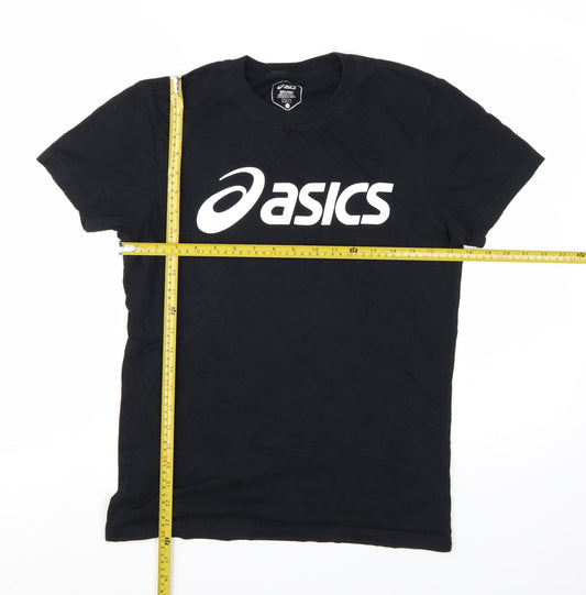 ASICS Womens Black Small Basic Sports Logo Cotton T-Shirt