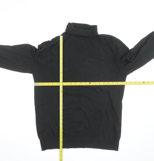 H&M Men's Black Roll Neck Cotton Knit Jumper Size M