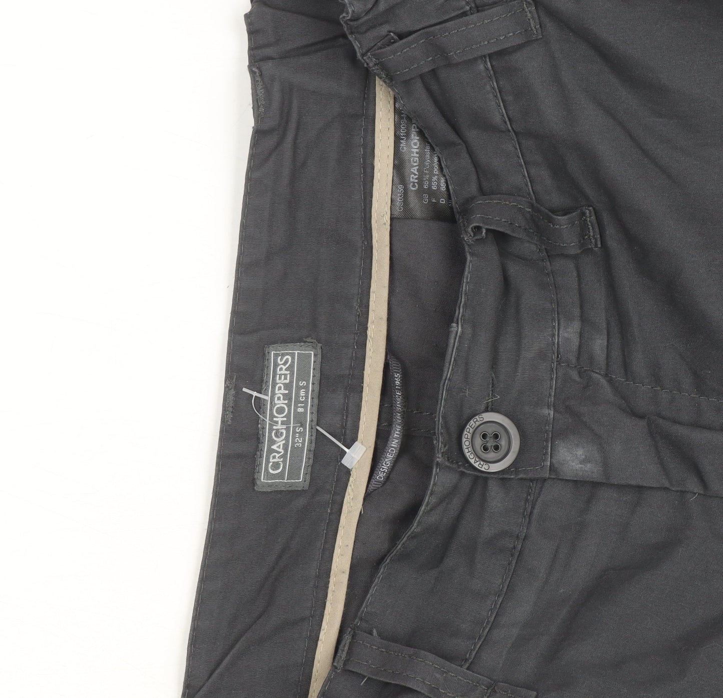 Craghoppers Men's Black Cargo Trousers 2XS Regular Fit Outdoor