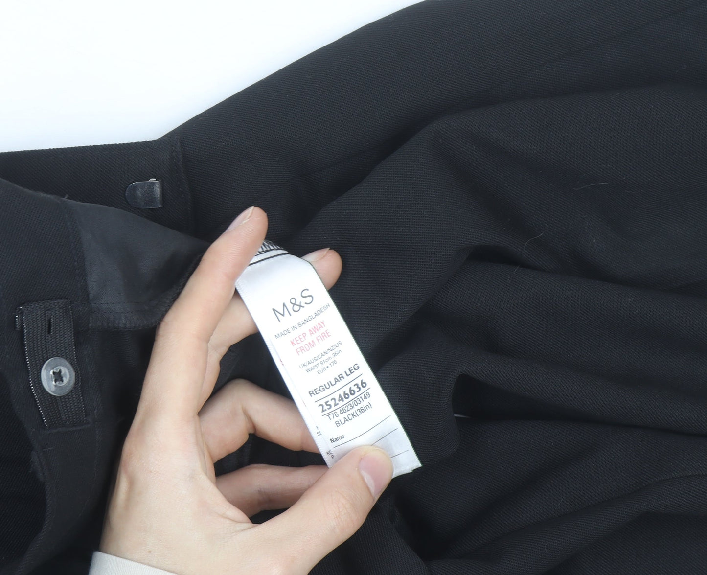 Marks and Spencer Men's Black Regular Fit Dress Pants 31W 31L