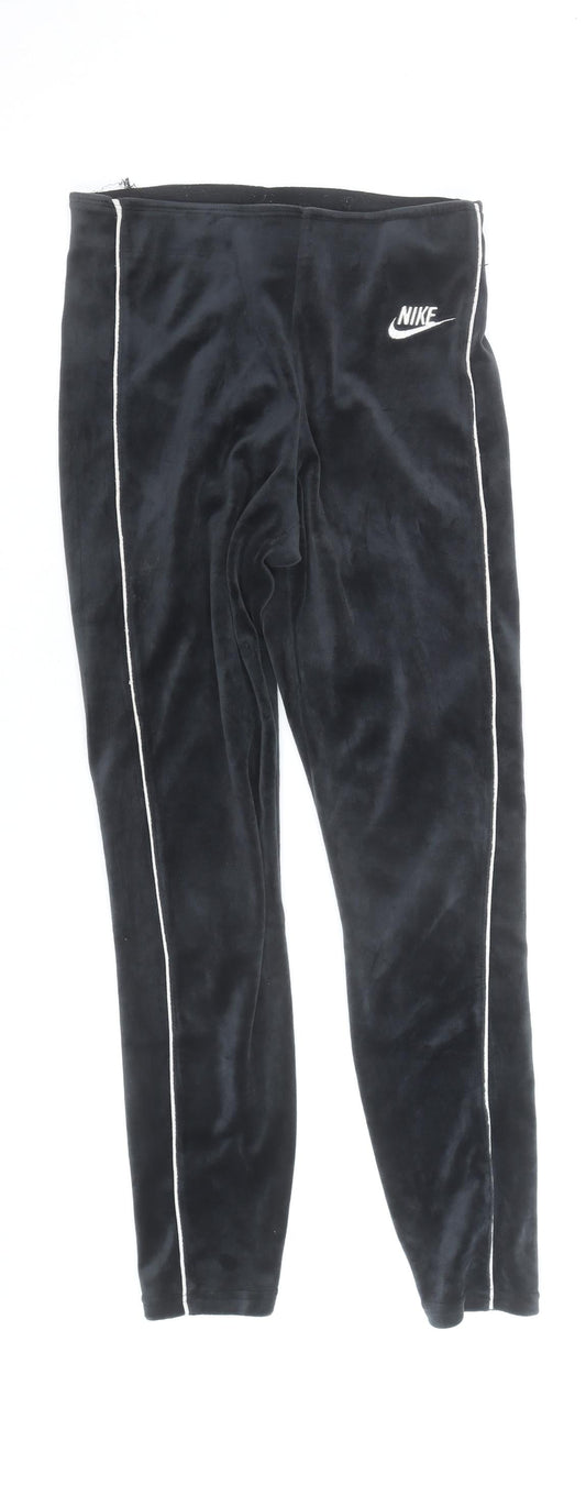 Nike Womens Black Velour Side Stripe Leggings S