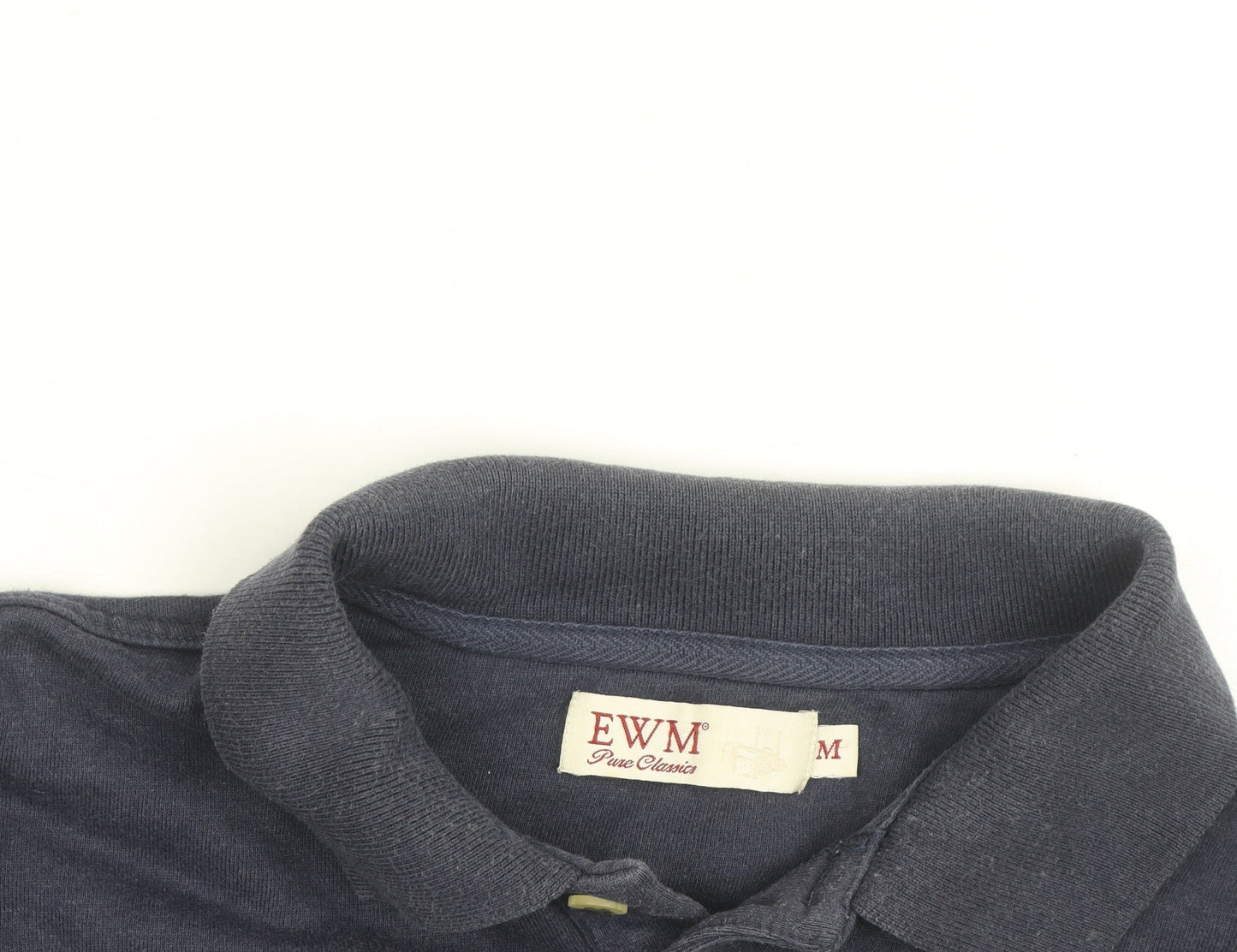 EWM Men's Navy Cotton Acrylic Long Sleeve Henley Jumper M