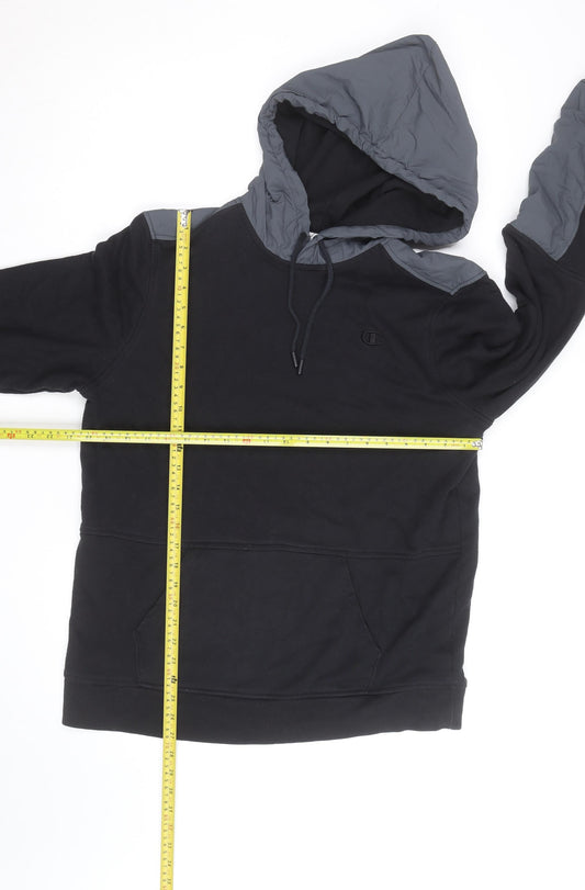 Champion Men’s Black Pullover Hoodie L Fleece Hooded Sweatshirt