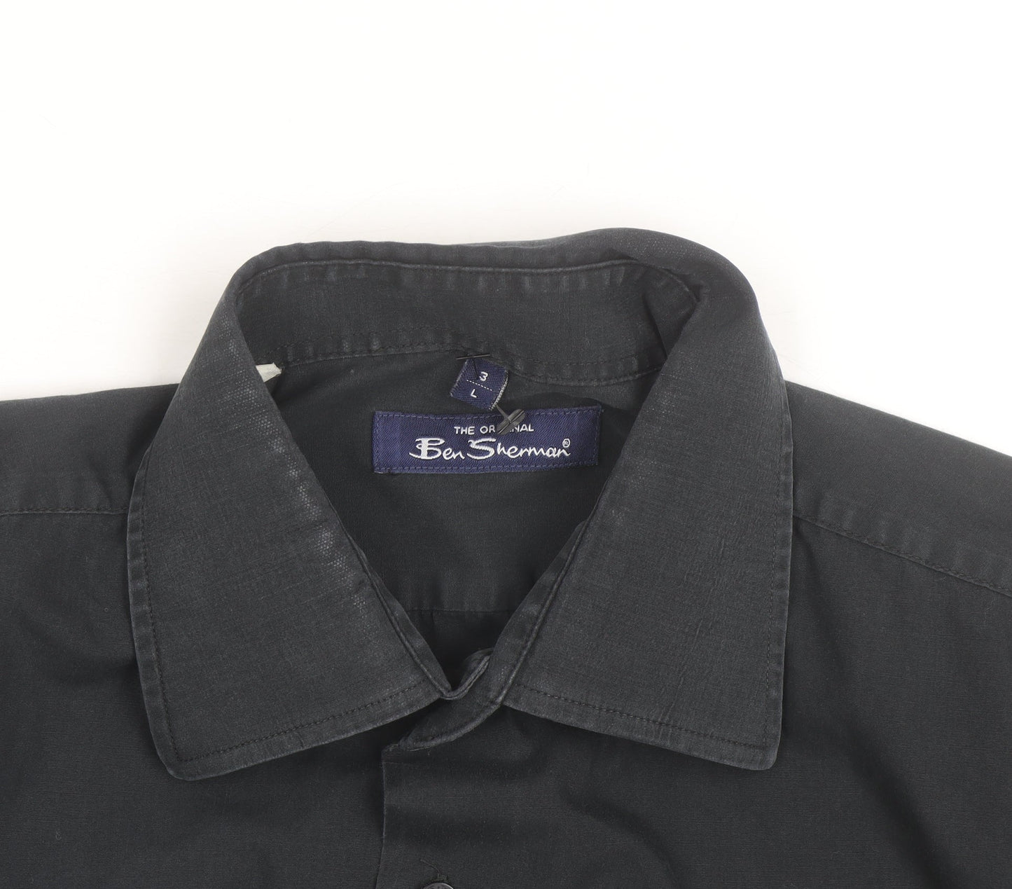 Ben Sherman Men's Black Long Sleeve Regular Fit Button-Up Shirt L