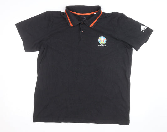 Adidas Men’s Black Euro 2020 Polo Shirt XL Short Sleeve Cotton