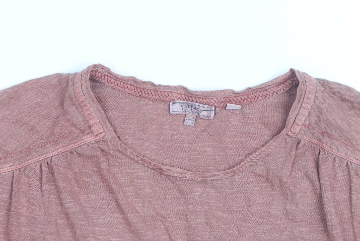 Fat Face Women Pink Cotton Sleeveless Scoop Neck T-Shirt Size 12