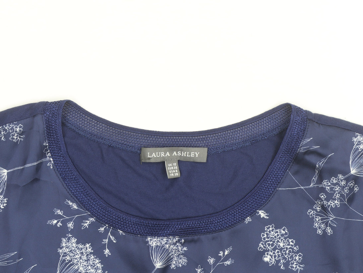 Laura Ashley Women's Blue Floral Short Sleeve Blouse UK 10