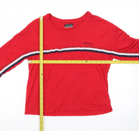 Kappa Women Red Jersey 3/4 Sleeve Crew Neck T-Shirt M