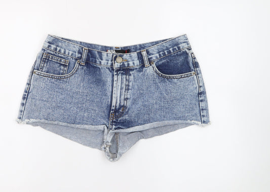 Additional front view of BDG Women Blue Cut-Off Denim Shorts, size 16