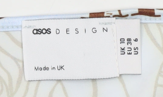 Brand and care label for ASOS DESIGN Women's Blue Floral Camisole Top, size 10