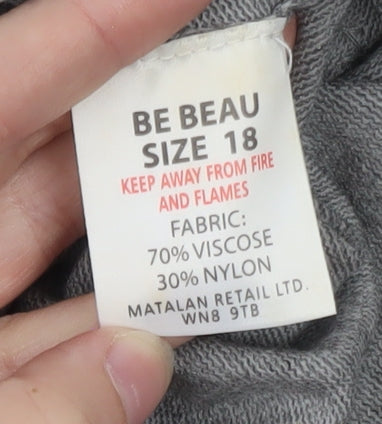Brand and care label for Be Beau Women's Grey Sequin V-Neck Cardigan, size 18