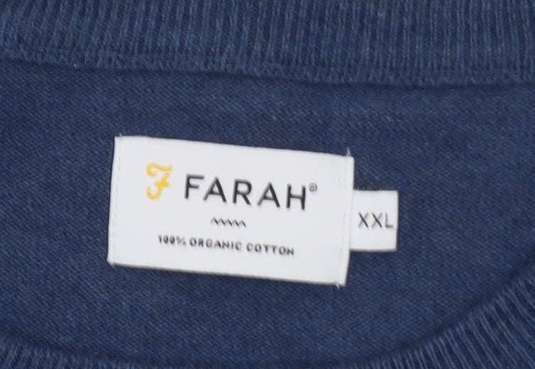 Farah Men's Blue 2XL Cotton Crew Neck Pullover Jumper