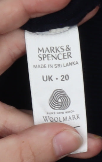 Marks and Spencer Women's Black Pure Wool Crew Neck Jumper UK 20