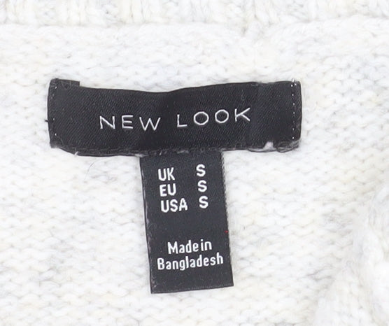 New Look Women's Ivory 1/2 Zip High Neck Knit Jumper Size S