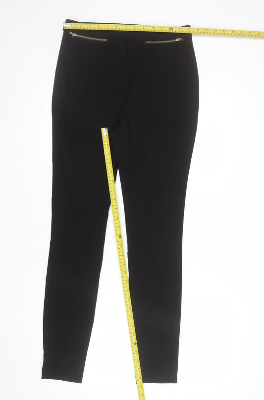 New Look Womens Black Size 10 Skinny Trousers with Gold Zip Accents