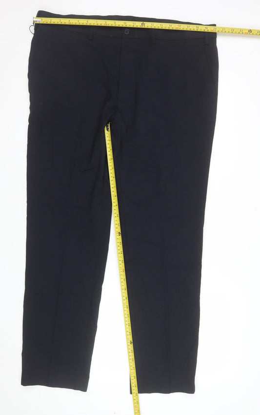 Marks and Spencer Mens Navy Blue Slim Fit Dress Trousers 40W 31L