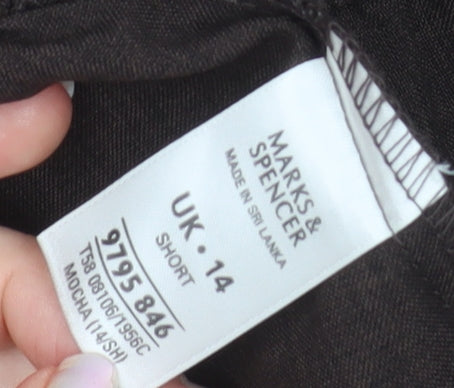 Marks and Spencer Women’s Brown Size 14 Short Straight Leg Trousers