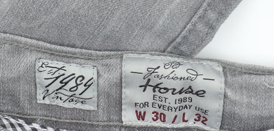 Brand and care label for Fashioned House Women’s Grey Straight Leg Denim Jeans W30 L32