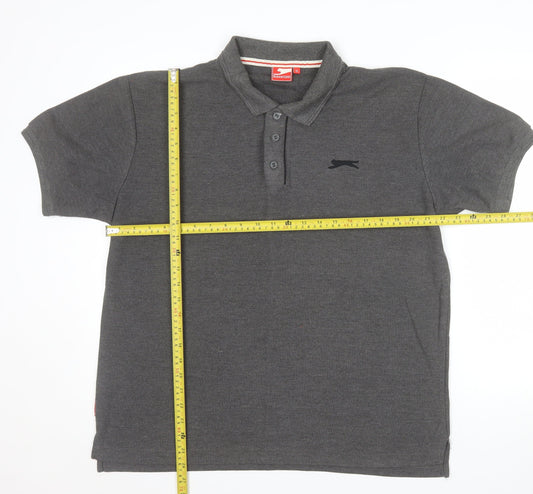 Slazenger Men's Grey Short Sleeve Polo Shirt XL Classic Fit