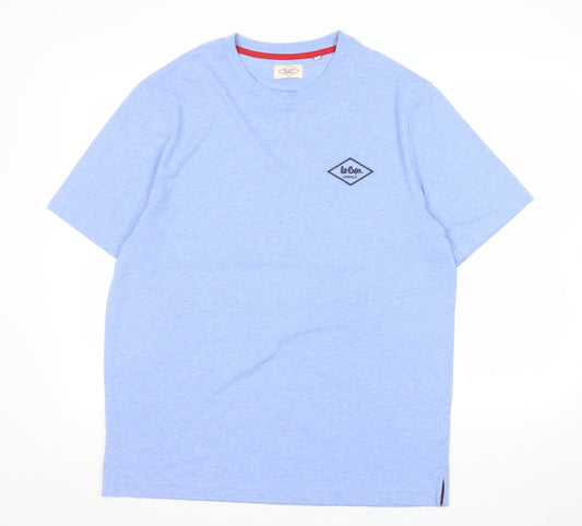Lee Cooper Men's Blue XL Crew Neck Short Sleeve Cotton T-Shirt