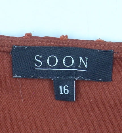 Additional view of Soon Women's Orange Chiffon Tunic Blouse, size 16, 3/4 Sleeve