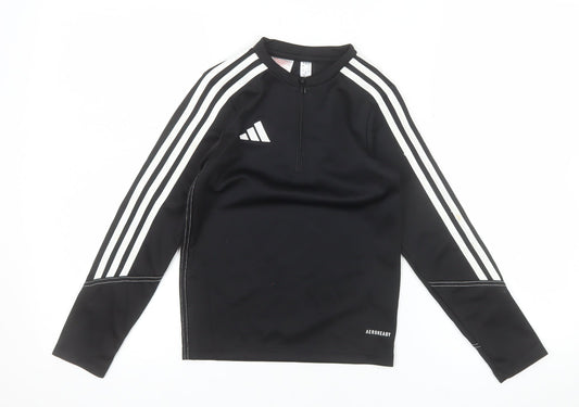 adidas Boys Black 7-8 Years Long Sleeve 1/4 Zip AEROREADY Training Top
