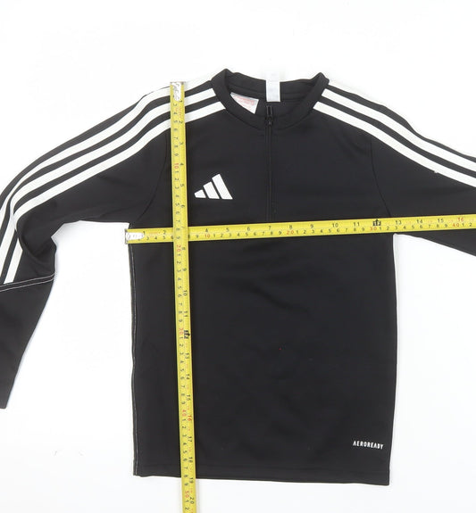 adidas Boys Black 7-8 Years Long Sleeve 1/4 Zip AEROREADY Training Top
