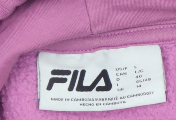 Additional view of Fila Women Pink Pullover Hoodie UK 14 Stylish Logo Cotton Blend