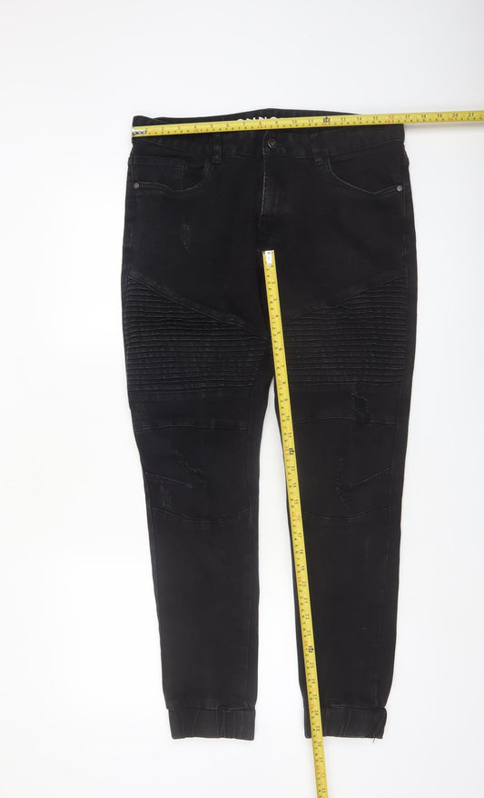 Connor Men's Black Slim Fit Cuffed Stretch Jeans Size 32