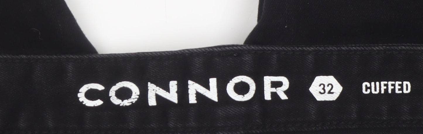 Connor Men's Black Slim Fit Cuffed Stretch Jeans Size 32