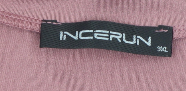 Incerun Women’s Pink 3XL Tunic Top with Tie V-Neck 3/4 Sleeve