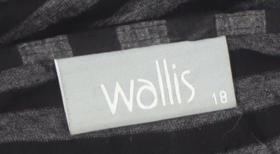 Wallis Womens Black Striped Wrap Jersey Top Size 18 3/4 Sleeve