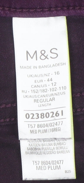 Marks and Spencer Women Purple Jegging Jeans Size 16 Regular Fit